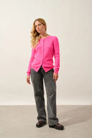 Cardigan Col Rond - Caron - Flamand Rose Fluo