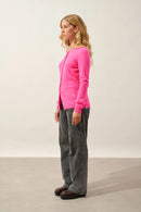 Cardigan Col Rond - Caron - Flamand Rose Fluo