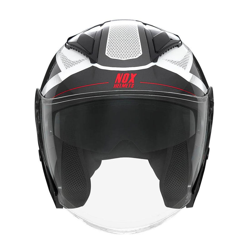 Casque Jet Nox N129 Triom - Blanc Rouge