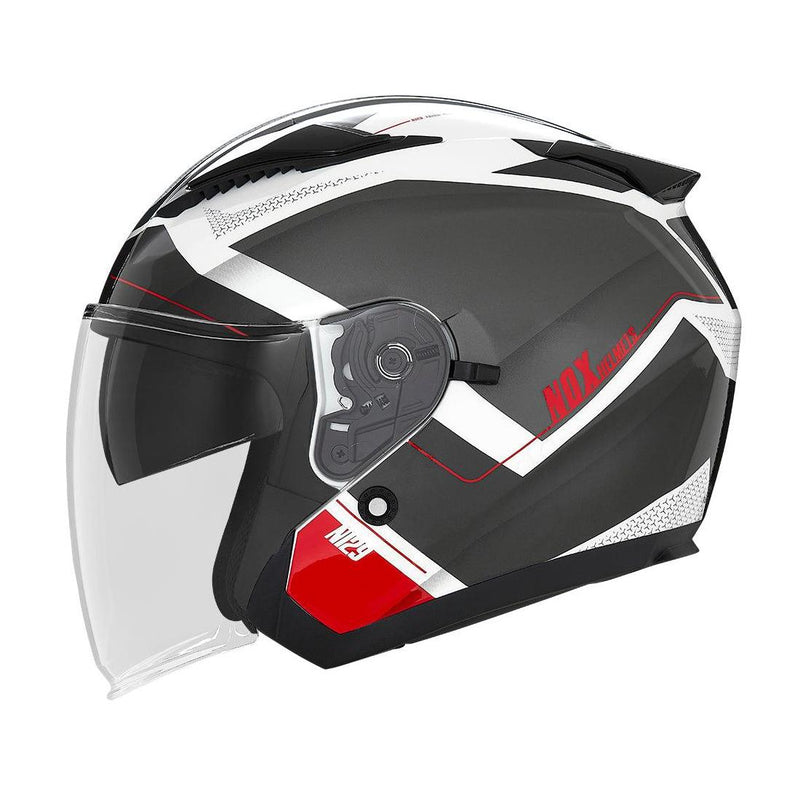 Casque Jet Nox N129 Triom - Blanc Rouge
