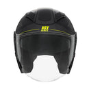 Casque Jet Nox N129 Triom Noir Mat - Jaune