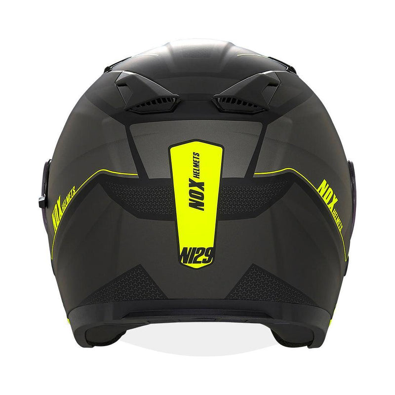 Casque Jet Nox N129 Triom Noir Mat - Jaune