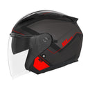Casque Jet Nox N129 Triom Noir Mat - Rouge