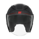 Casque Jet Nox N129 Triom Noir Mat - Rouge