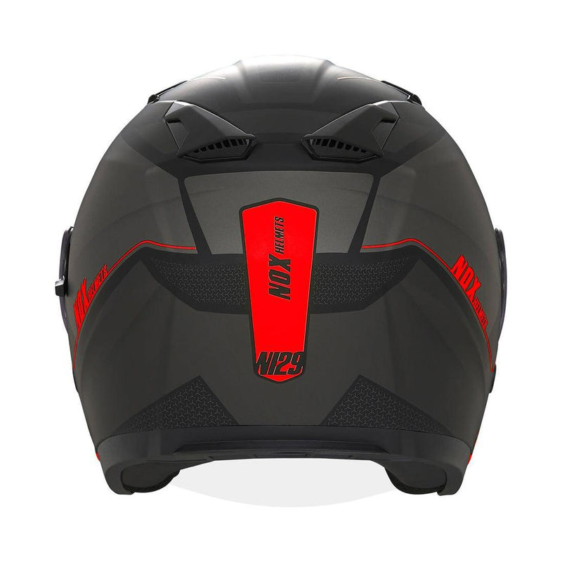 Casque Jet Nox N129 Triom Noir Mat - Rouge