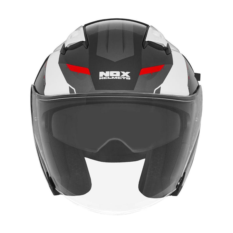 Casque Jet Nox N130 Klint - Blanc Rouge