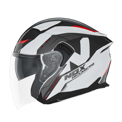Casque Jet Nox N130 Klint - Blanc Rouge