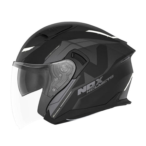 Casque Jet Nox N130 Klint Noir Mat - Blanc