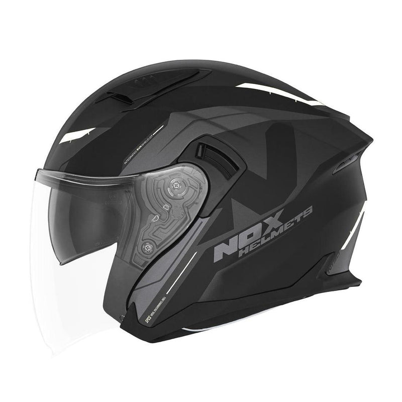 Casque Jet Nox N130 Klint Noir Mat - Blanc