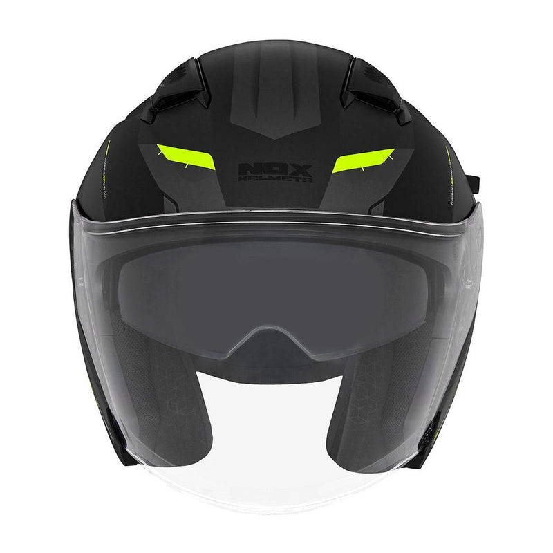 Casque Jet Nox N130 Klint Noir Mat - Jaune