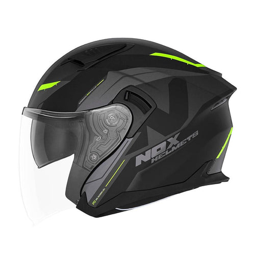 Casque Jet Nox N130 Klint Noir Mat - Jaune