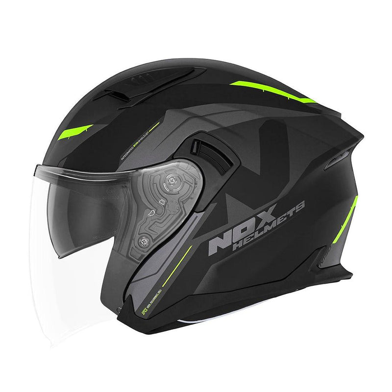Casque Jet Nox N130 Klint Noir Mat - Jaune