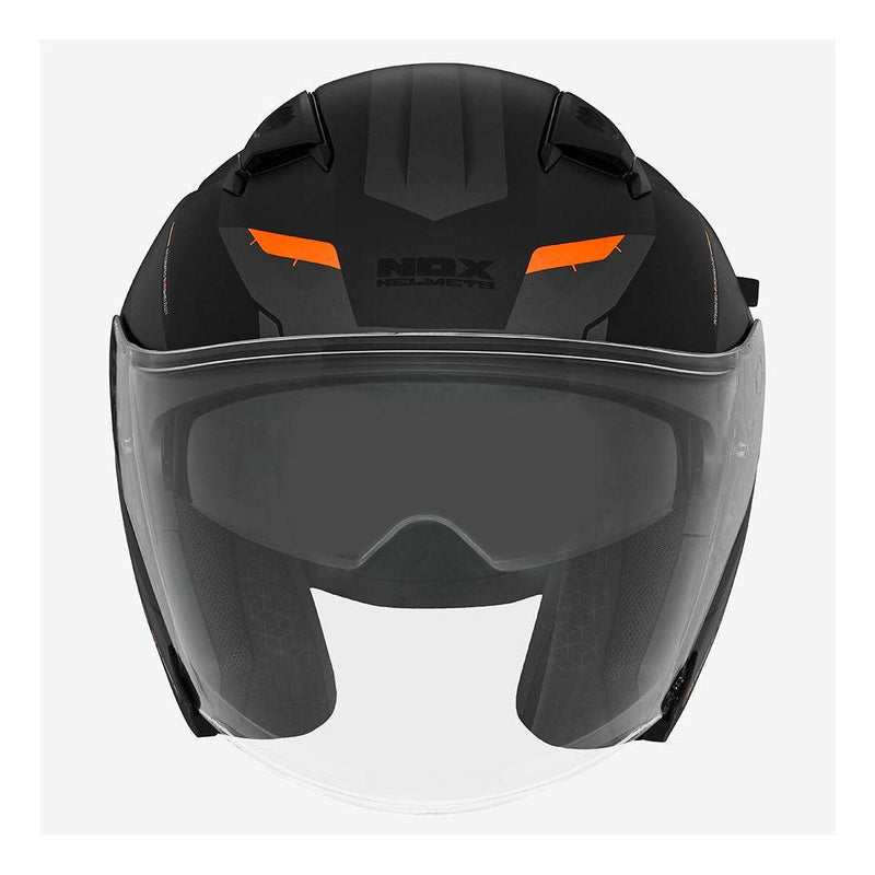 Casque Jet Nox N130 Klint Noir Mat - Orange
