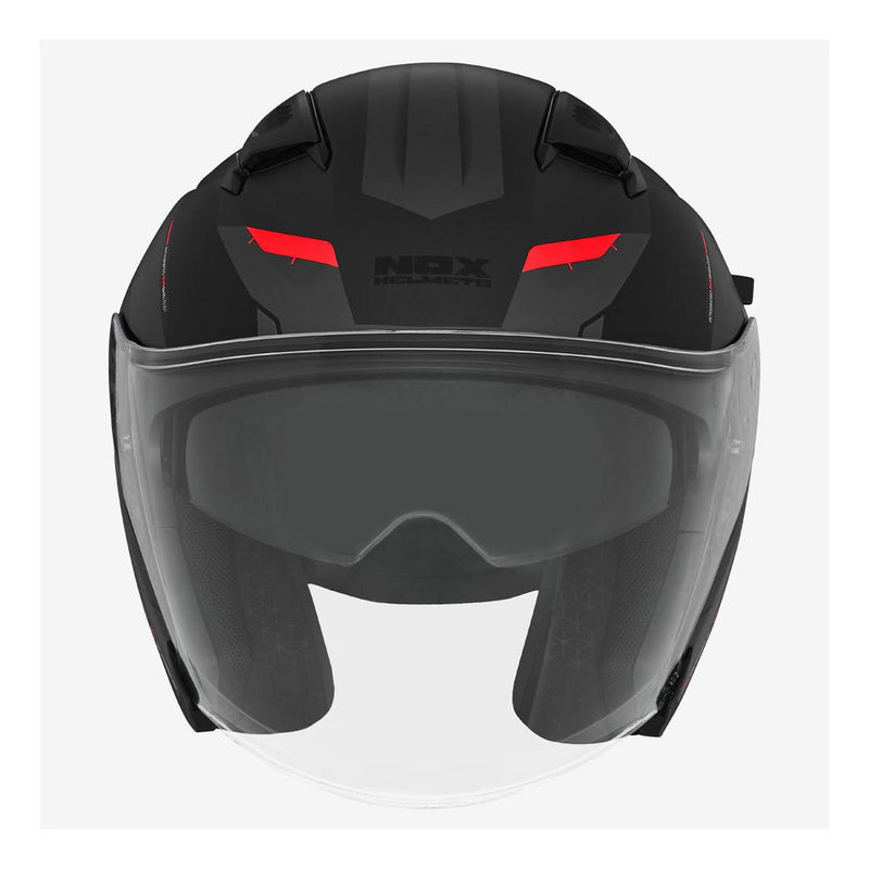 Casque Jet Nox N130 Klint Noir Mat - Rouge