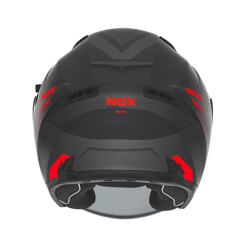 Casque Jet Nox N130 Myst Noir Mat - Rouge