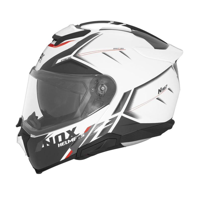 Casque Modulable Nox N967 Synchro - Blanc Rouge