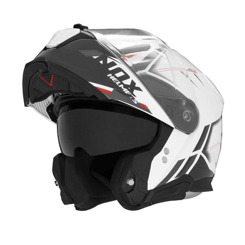 Casque Modulable Nox N967 Synchro - Blanc Rouge