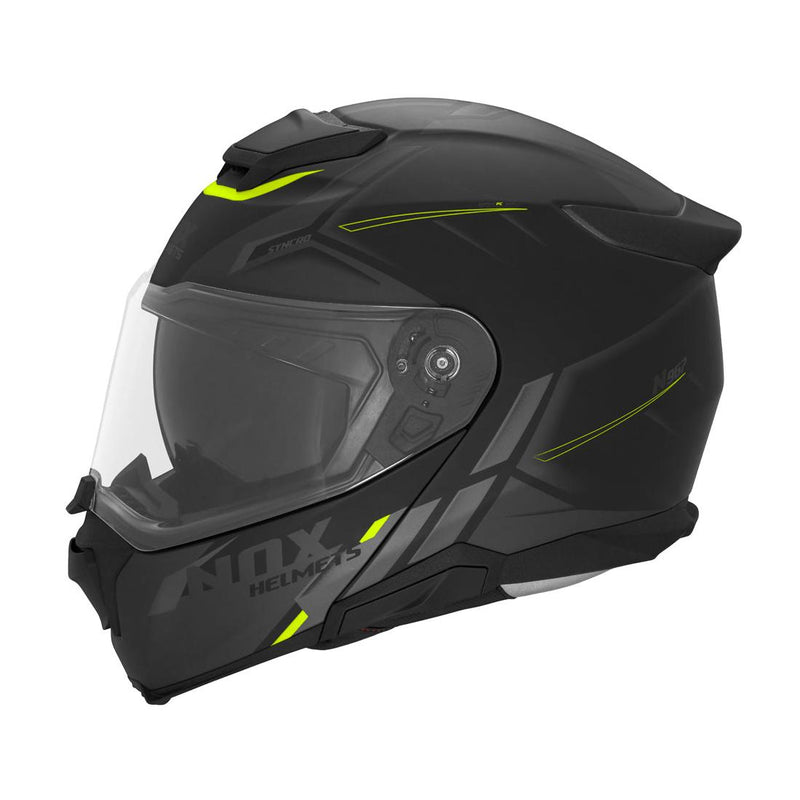 Casque Modulable Nox N967 Synchro Noir Mat - Jaune
