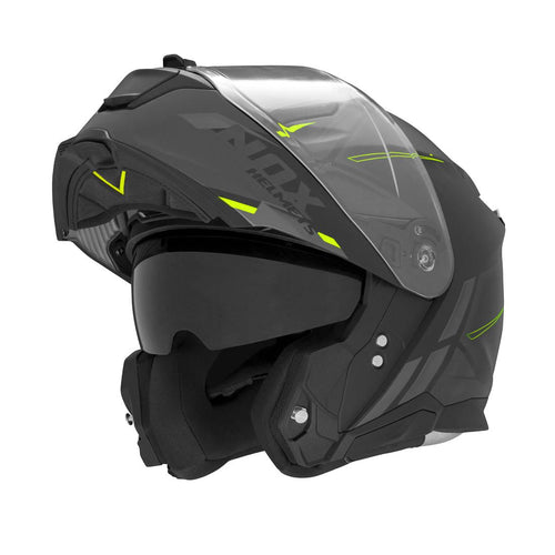 Casque Modulable Nox N967 Synchro Noir Mat - Jaune