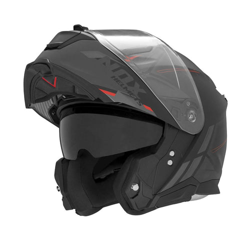 Casque Modulable Nox N967 Synchro Noir Mat - Rouge