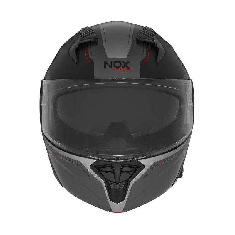 Casque Modulable Nox N968 Tomak Noir Mat - Rouge