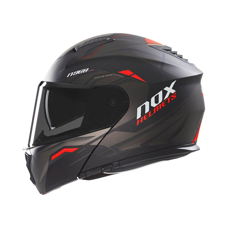 Casque Modulable Nox N968 Ultra Noir Mat - Rouge
