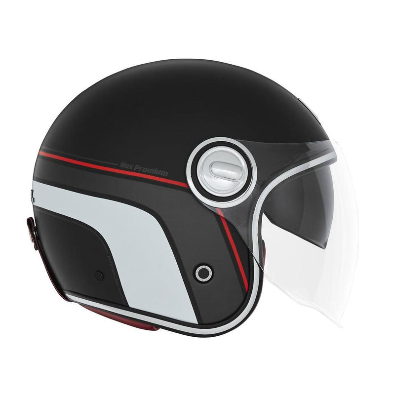 Casque Premium Nox Jet Heritage Line Mat - Rouge Blanc Noir