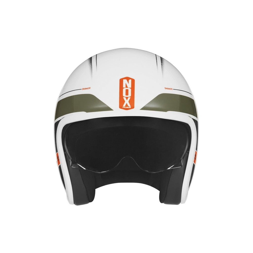 Casco Premium Nox Jet Next Shaker - Blanco Caqui Naranja