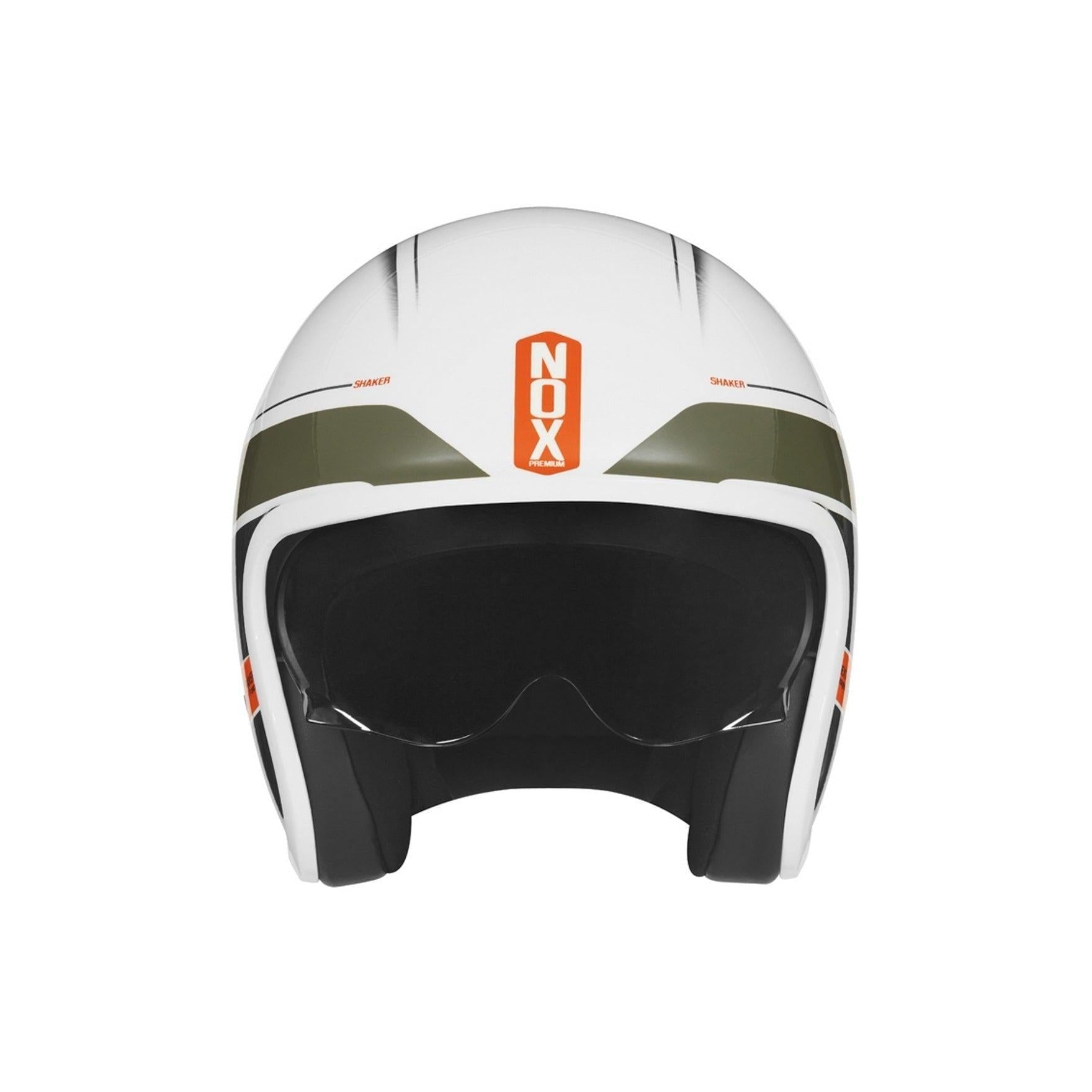 Casco Premium Nox Jet Next Shaker - Blanco Caqui Naranja