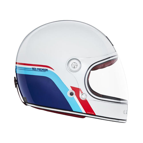 Casque Premium Nox Integral Revenge Strobe - Blanc Bleu Rouge