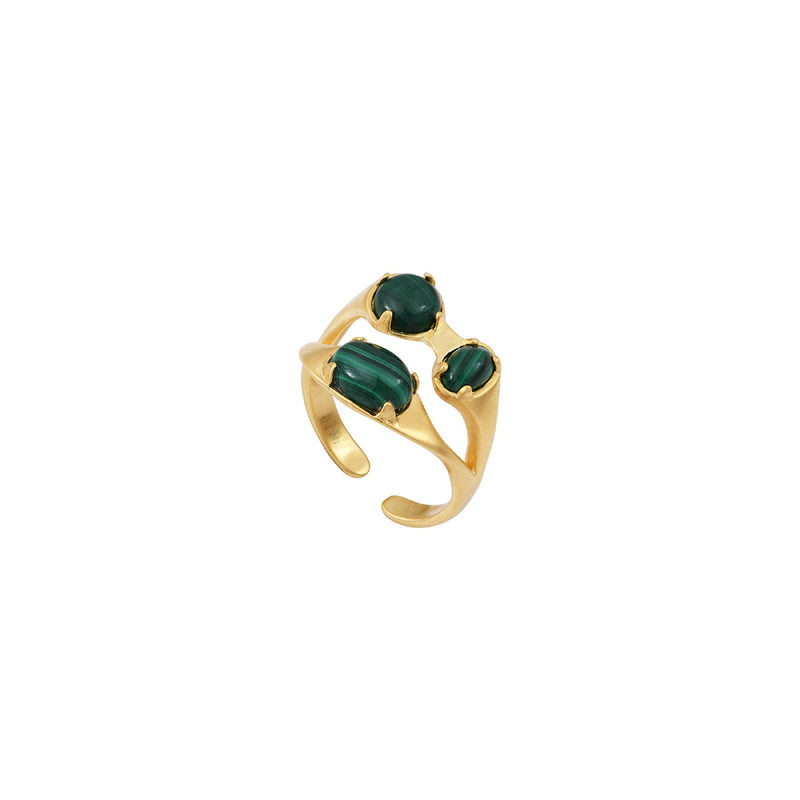 Bague Dorée Cassandra Malachite