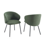 Cassie - Chairs - Chenille Fabric - Green And Black Metal Legs