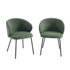Cassie - Chairs - Chenille Fabric - Green And Black Metal Legs