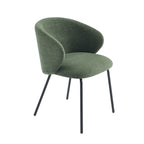 Cassie - Chairs - Chenille Fabric - Green And Black Metal Legs