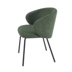 Cassie - Chairs - Chenille Fabric - Green And Black Metal Legs