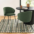 Cassie - Chairs - Chenille Fabric - Green And Black Metal Legs