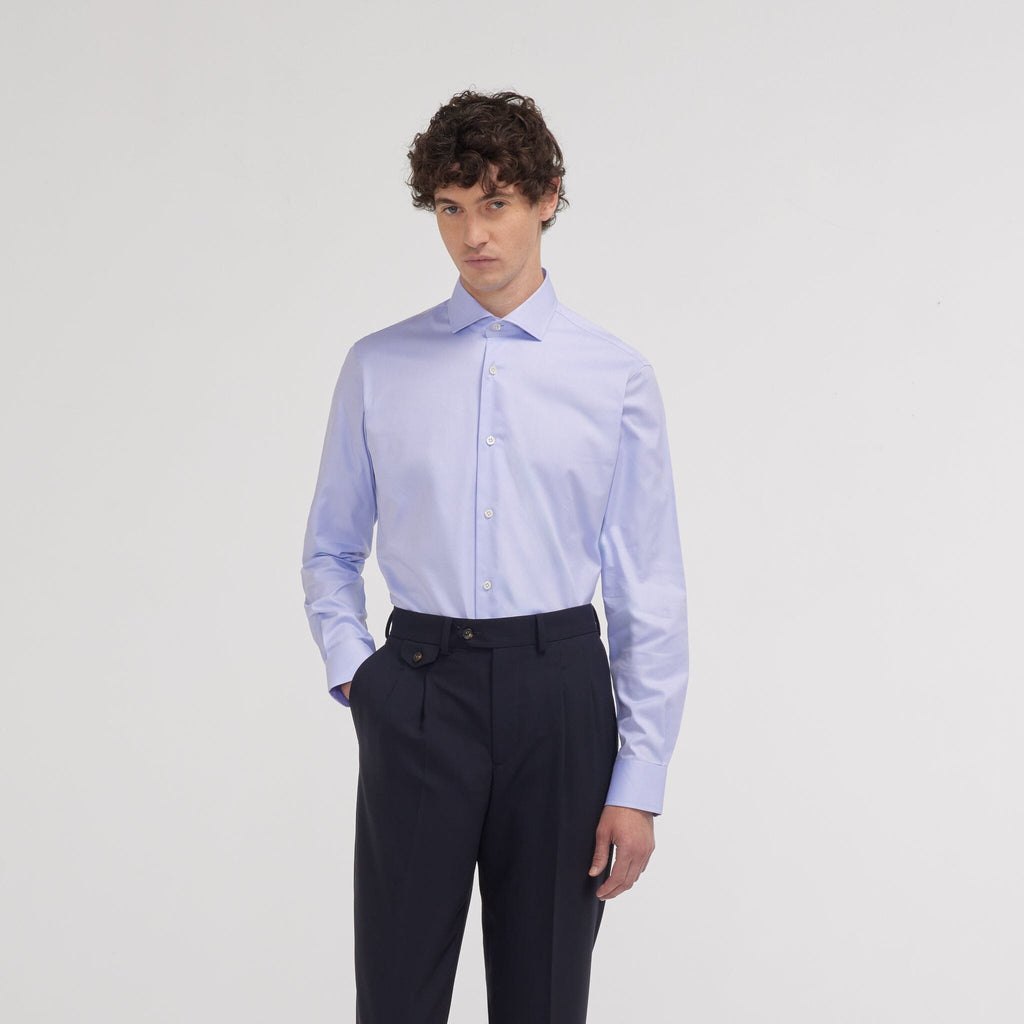 Chemise Premium Cintrée En Twill Double Retors Bleue