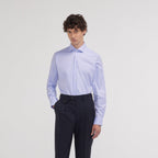 Chemise Premium Cintrée En Twill Double Retors Bleue
