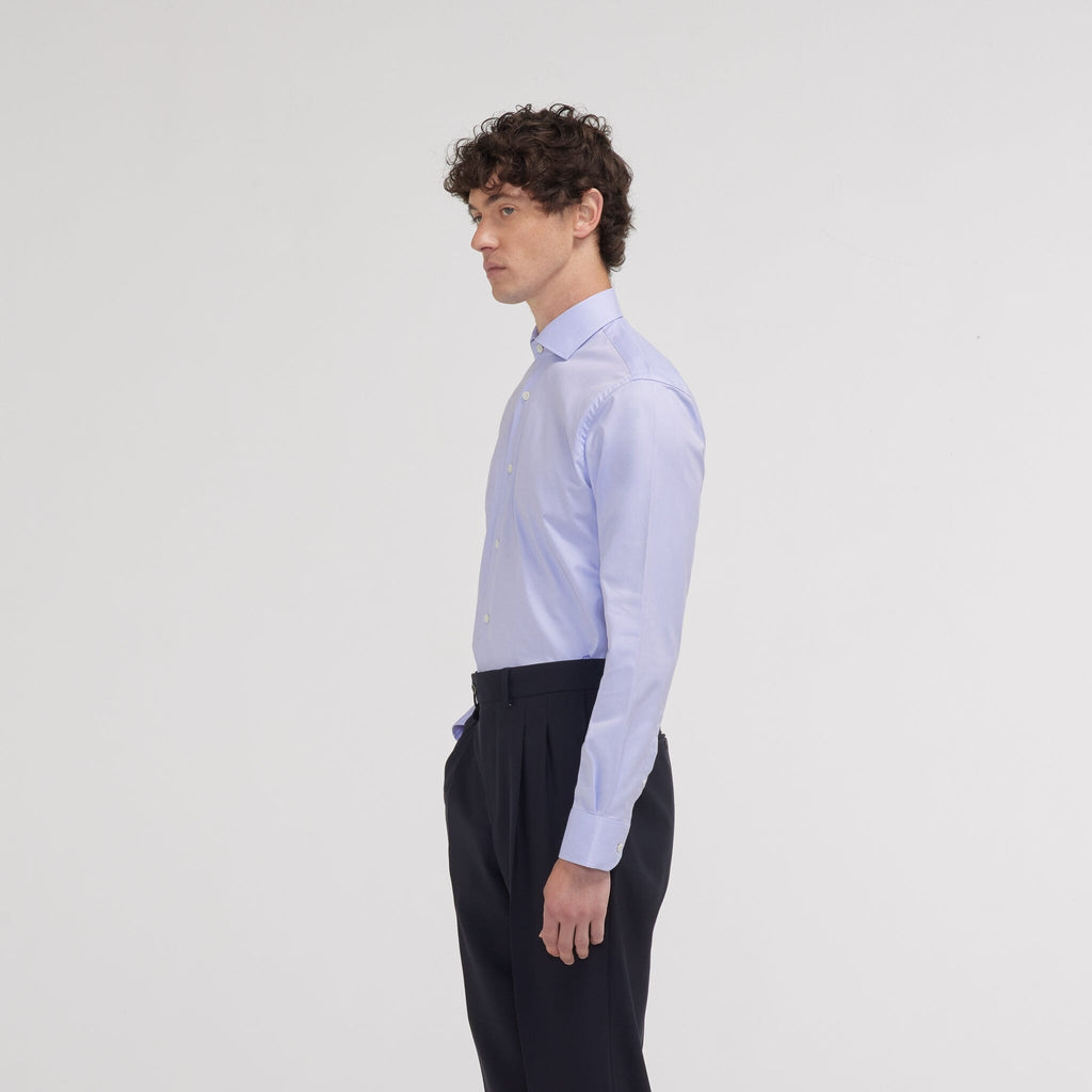 Chemise Premium Cintrée En Twill Double Retors Bleue