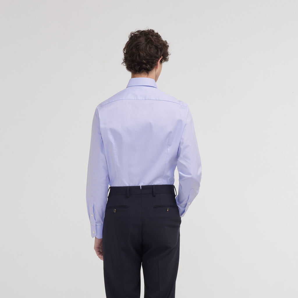 Chemise Premium Cintrée En Twill Double Retors Bleue