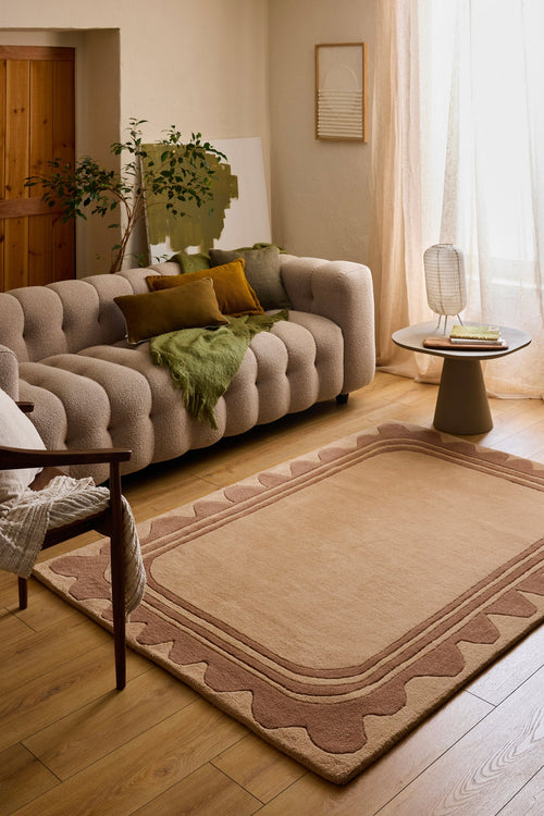 Cèdre blanc – Tapis en laine wavy marron Cèdre blanc