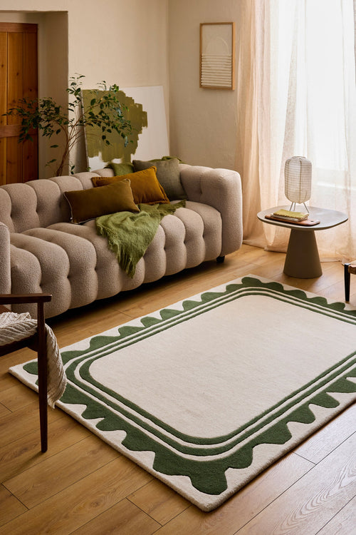 Cèdre blanc – Tapis en laine wavy – vert Cèdre blanc