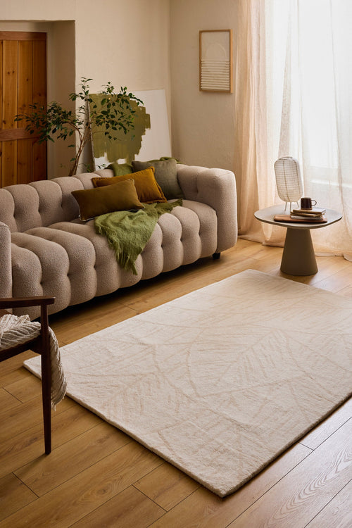 Cèdre blanc – Tapis en laine feuillage - crème Cèdre blanc