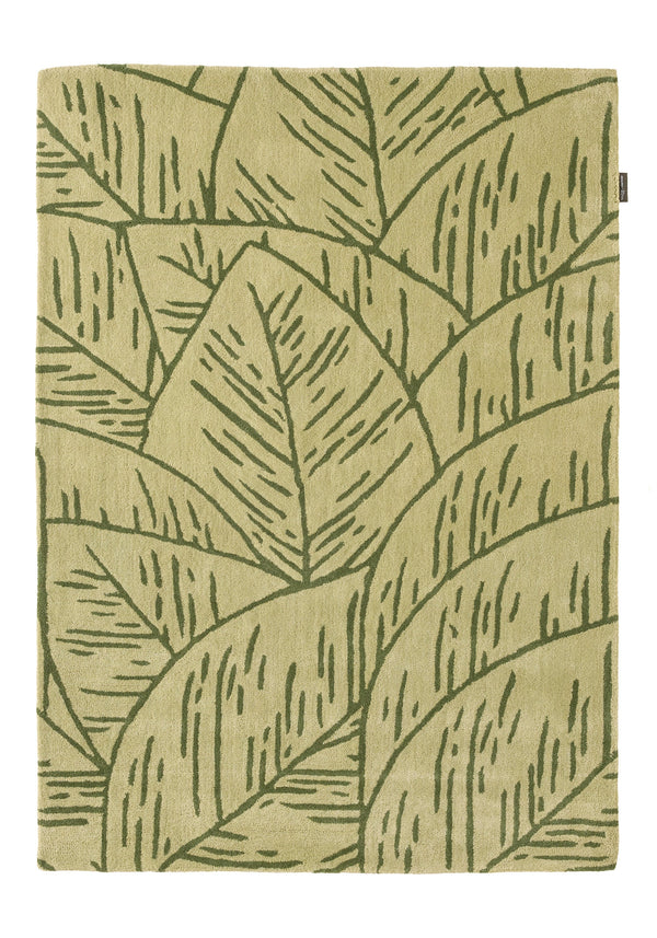 Cèdre blanc – Tapis en laine motif feuillage - vert Cèdre blanc