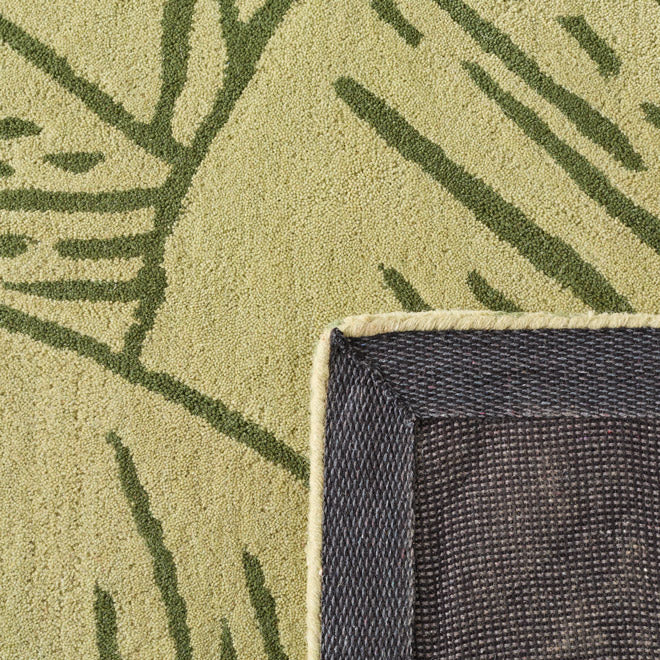Cedro blanco – Alfombra de lana con motivos de follaje - verde Cedro blanco