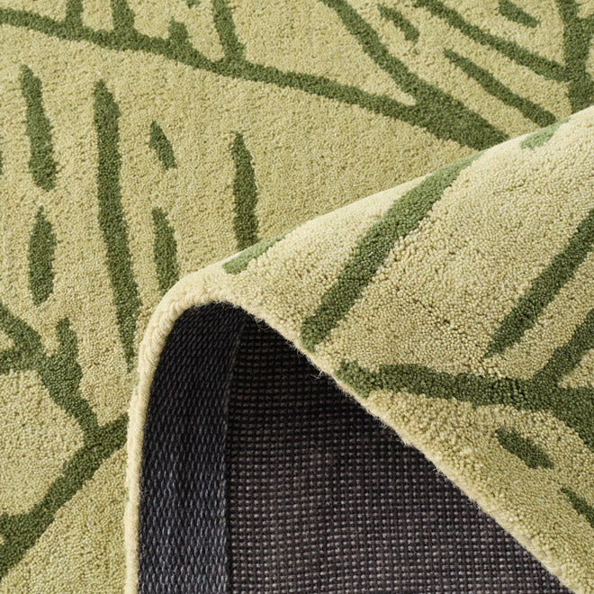 Cedro blanco – Alfombra de lana con motivos de follaje - verde Cedro blanco
