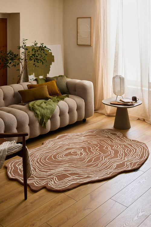 Cèdre blanc – Tapis en laine forme organique - marron Cèdre blanc