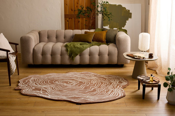 Cèdre blanc – Tapis en laine forme organique - marron Cèdre blanc