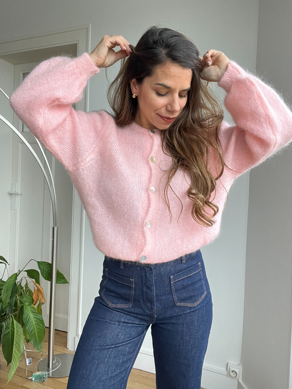 Jersey de punto de lana Bianca rosa