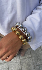 Bracciale con maxi perla metallica